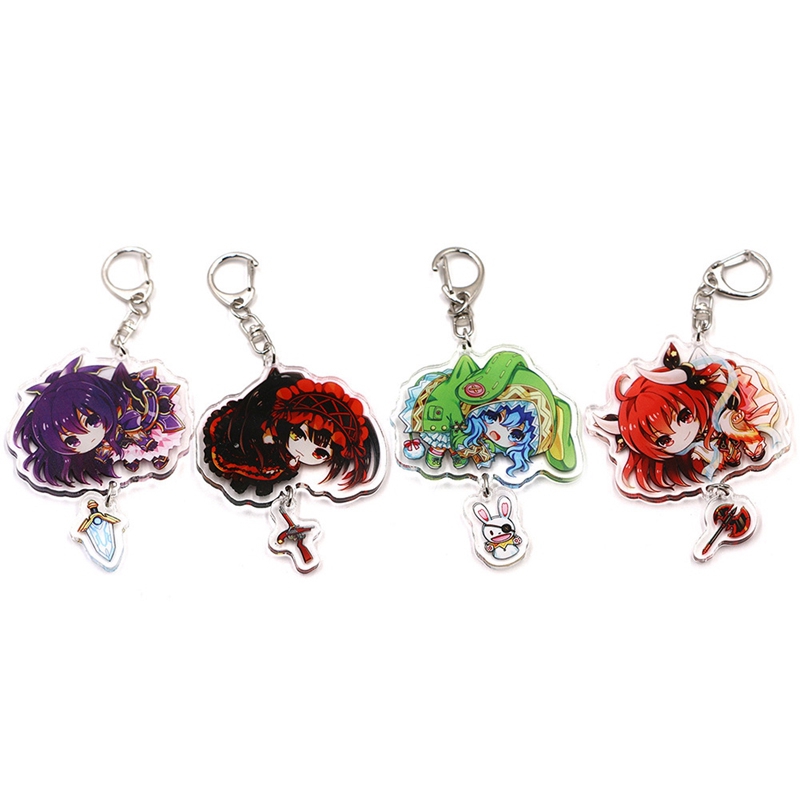 Anime DATE A LIVE Cartoon Keychain Acrylic Figure Shape Double Sided Transparent Pendant Backpack Key Ring Jewelry Gift