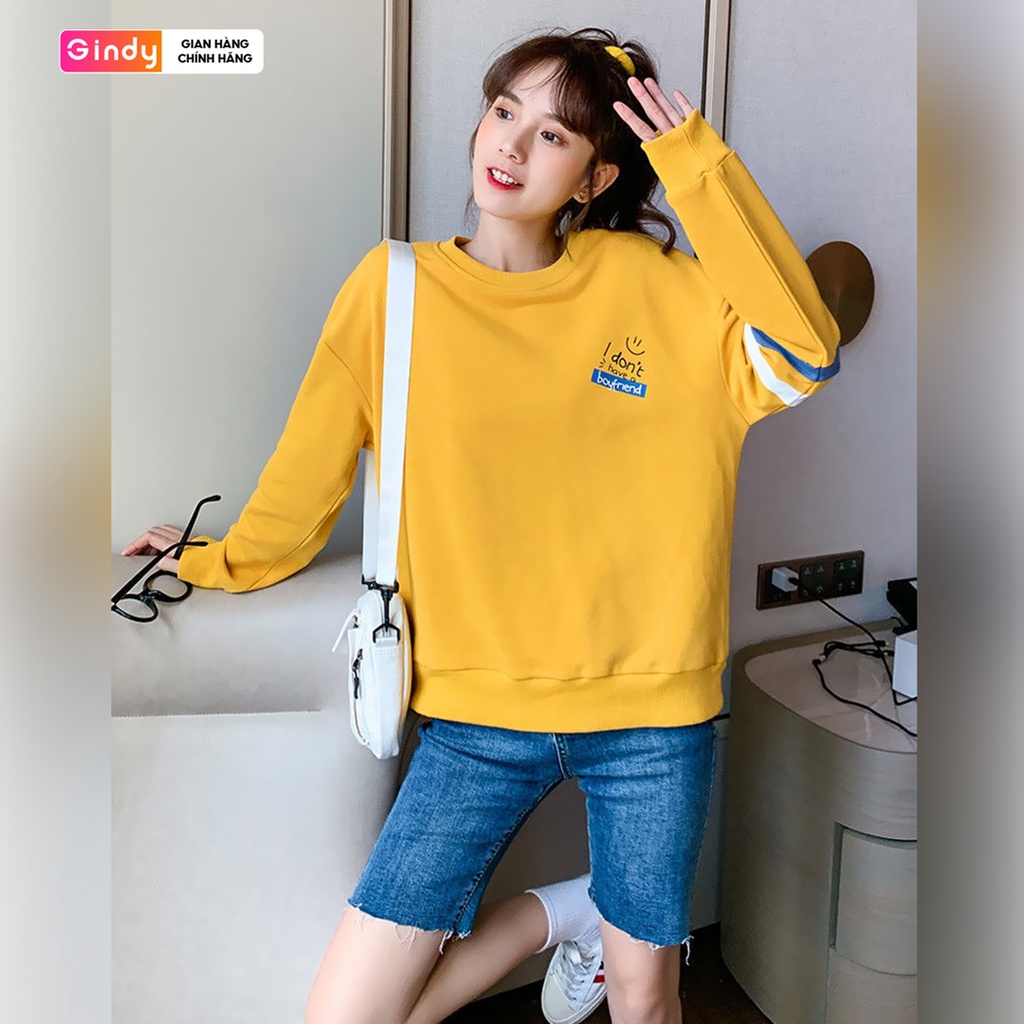 Áo nỉ sweater dài tay GINDY Boyfriend hoodie form rộng dễ phối đồ thời trang thu đông năng động A10107