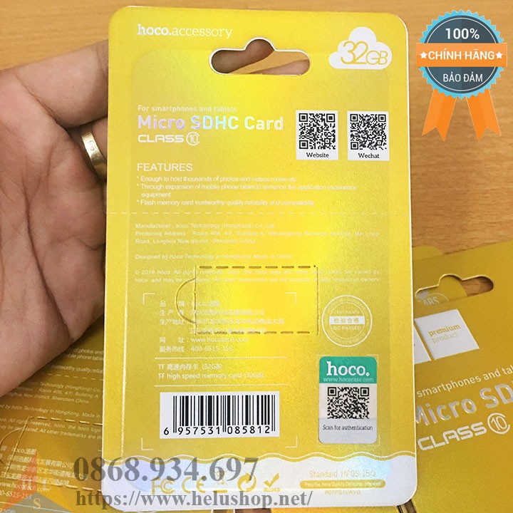 Thẻ Nhớ MICRO SDHC Hoco 32GB Class 10 90MB/S Chống Nước - BH 5 Năm | BigBuy360 - bigbuy360.vn