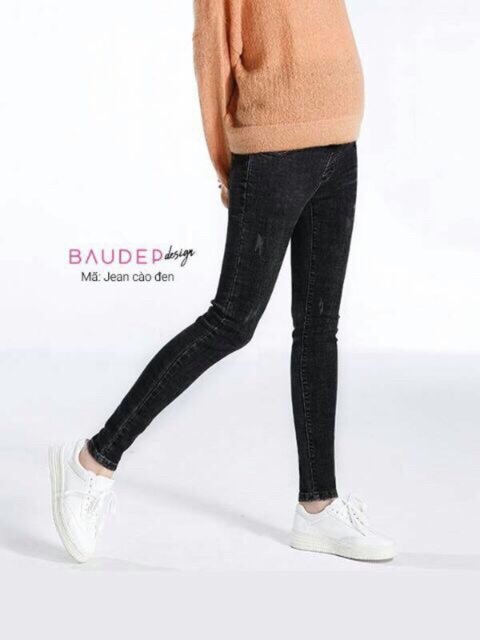 Quần bò bầu công sở Aidenshop Quần bầu jeans cào nhẹ trẻ trung co giãn có đáp bụng