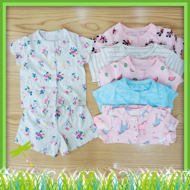 Bộ cộc tay sơ sinh cúc giữa Hãng LitiBaby nhiều màu