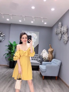 Váy đũi cổ nơ tay bồng