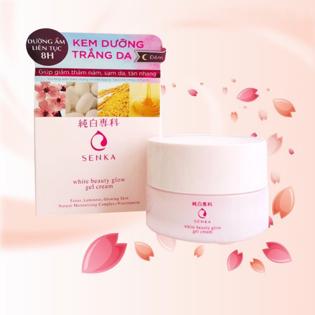 Kem Dưỡng Trắng Da Ban Đêm Senka White Beauty Glow Gel Cream 50g - Khongcoson