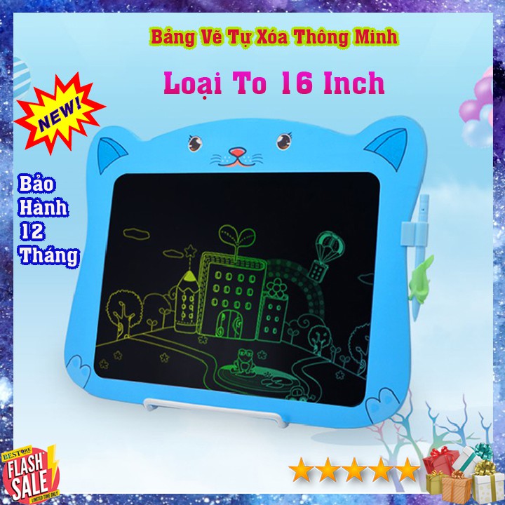 [Loại to 16 inch] Bảng viết thông minh LCD tự xóa cho bé tập vẽ, viết sáng tạo