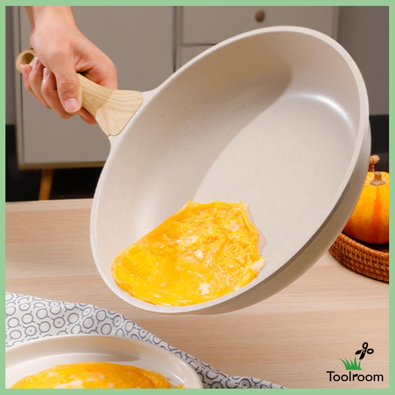 [Toolroom] Chảo Chống Dính, Chảo Đá, Lớp Phủ Granite Với Tay Cầm Chảo Chiên Trứng Cho Nhà Bếp, Màu Trắng