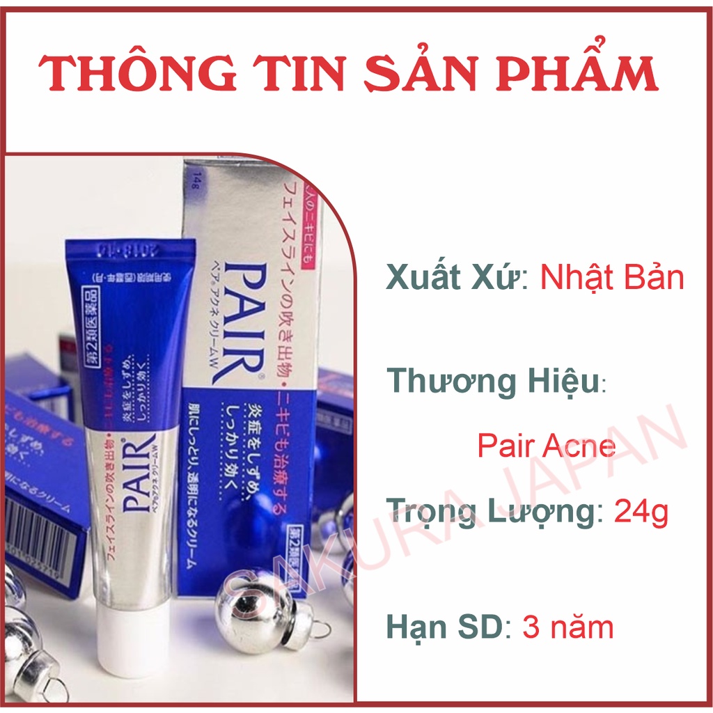 Kem ngừa mụn Pair Acne W Cream Nhật Bản giảm mụn ẩn mụn đầu đen mụn trứng cá mụn cám se khít lỗ chân lông