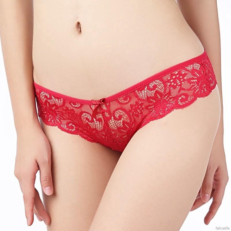 Quần lót ren lưng thấp màu trơn