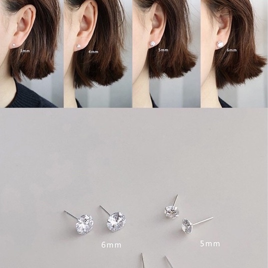 Khuyên tai bạc 925 đính đá tròn cá tính sang chảnh AURASILVER-KT24