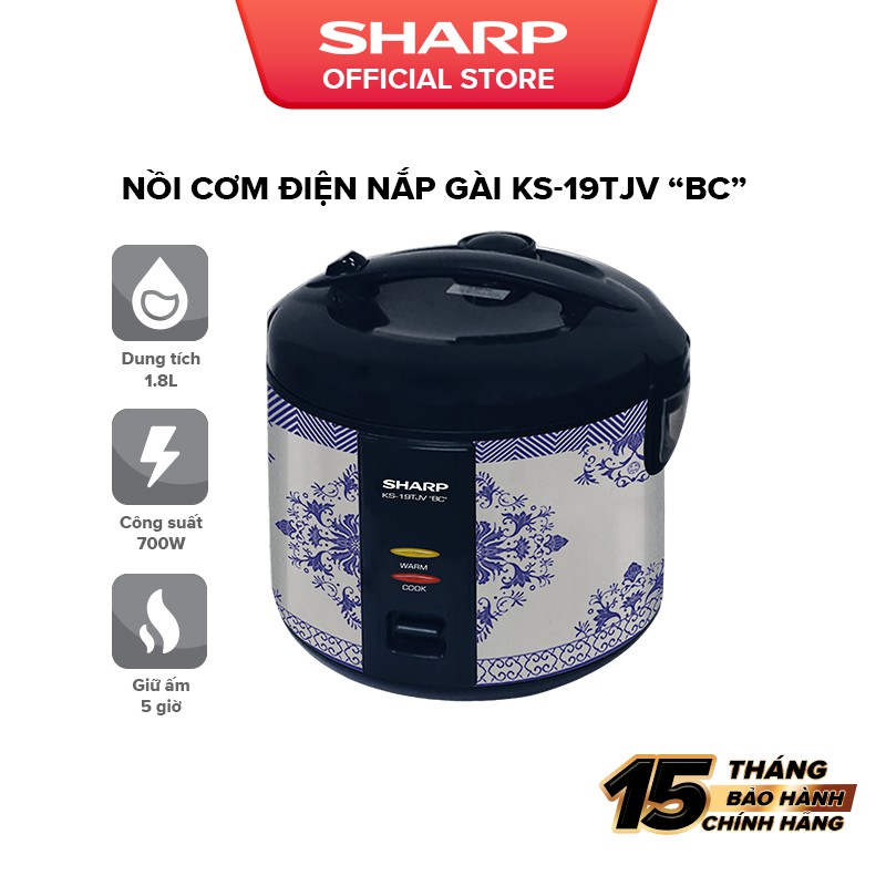 Nồi Cơm Điện Nắp Gài Sharp KS-19TJV "BC" 1.8 Lít