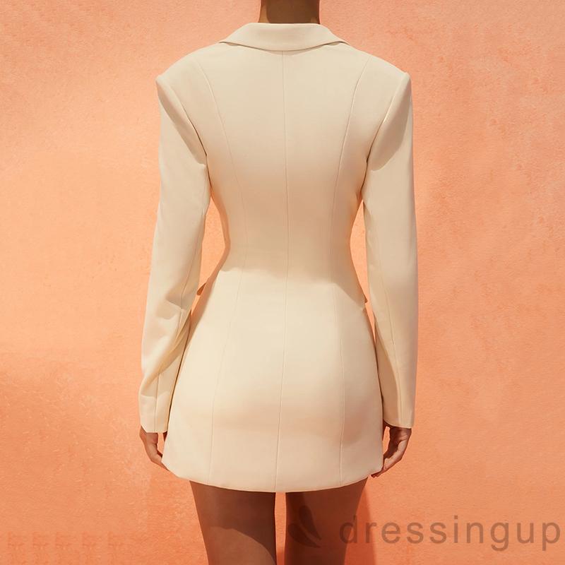 Đầm tay dài màu sắc đơn giản thanh lịch cho nữ giả 2 mảnh