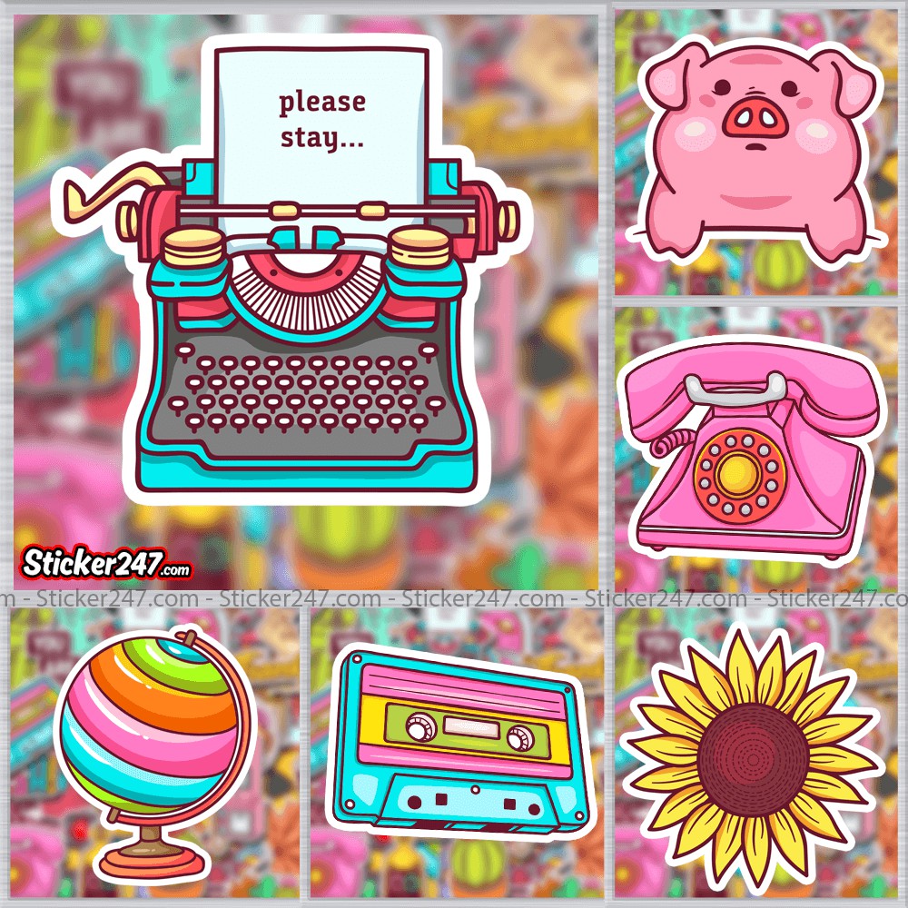 Sticker Mix nhiều chủ đề 🌈𝑭𝒓𝒆𝒆𝒔𝒉𝒊𝒑 Retro Vintage chống nước, hình decal dán laptop, ipad, mũ bảo hiểm,vali, đàn guitar