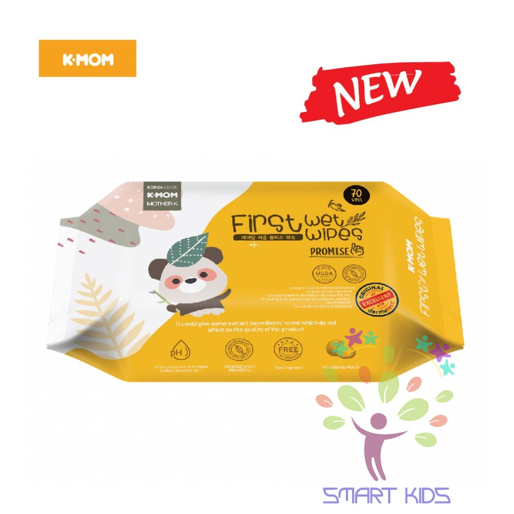 KHĂN ƯỚT CAO CẤP K-MOM FIRST WET WIPE (70C) HÀN QUỐC