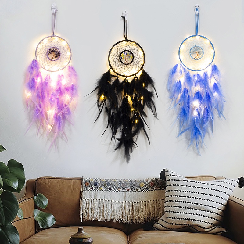 Vòng Giấc Mơ Dreamcatcher Đính Lông Vũ Trang Trí Vintage