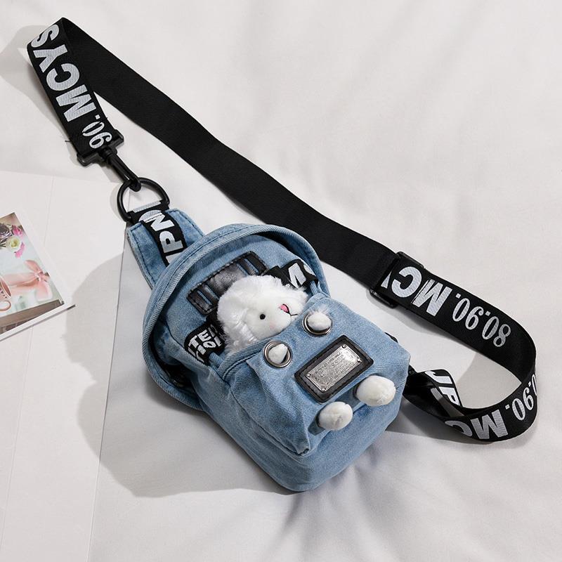 Túi Đeo Chéo Ngực Vải Denim Họa Tiết Gấu Hoạt Hình Kiểu Nhật Bản Thời Trang 2023 Cho Nữ