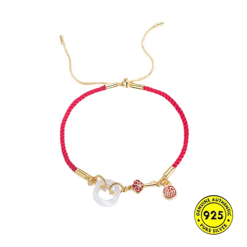 Vòng Tay Dây Đỏ Mặt Thẻ May Mắn Cho Nữ