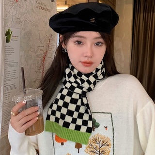 Khăn choàng cổ nữ vải len cashmere, họa tiết kẻ caro, khăn quàng len nữ