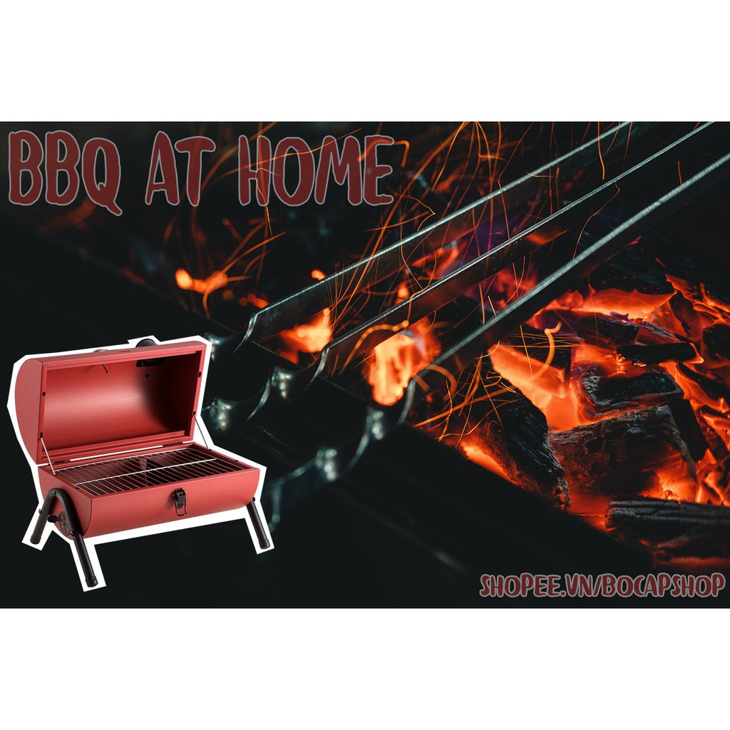 Bếp nướng than cắm trại Oven BBQ lò hun khói