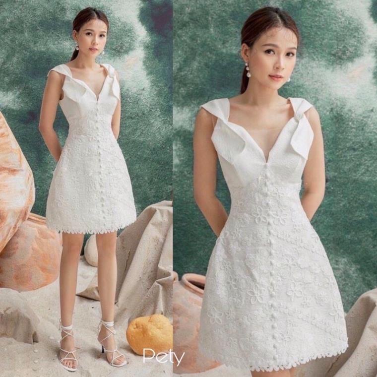VIP Đầm suông trắng Ren 3D cao cấp dự tiệc siêu sang - MN47 - Đầm Váy Mina