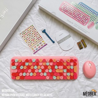 Bộ bàn phím không dây giả cơ & chuột MOFII Candy XR Pink - Phiên bản Numpad 84 Keys