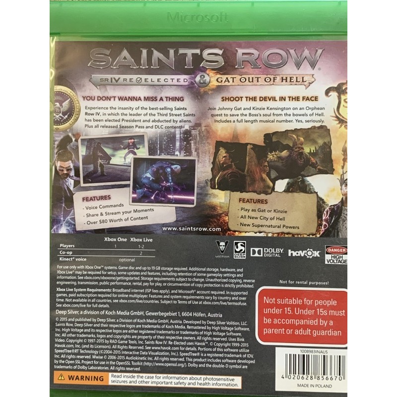 Đĩa Xbox One SAINTS ROW