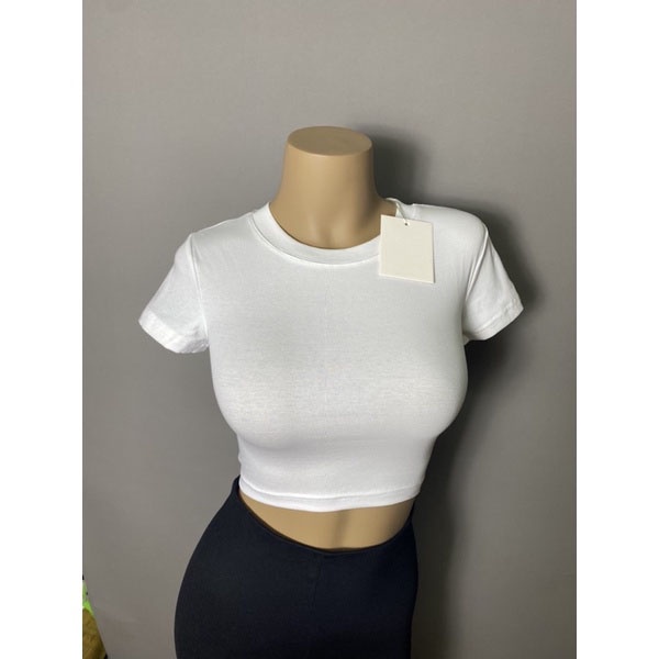 Áo croptop tay ngắn KYUBY Croptop nữ cổ tròn chất liệu cotton A08