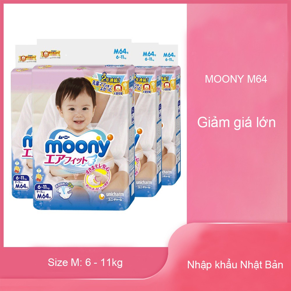 Tã/Bỉm Dán Moony M64 (Tã giấy Nhật Bản nhập khẩu)