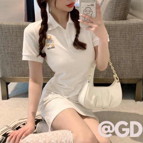 Đầm Polo Họa Tiết Gấu /Váy Body Nữ Cộc Tay Dáng Ngắn 3 Màu_MoonUnisex | BigBuy360 - bigbuy360.vn