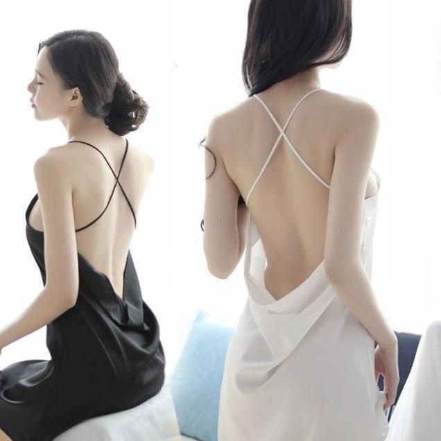 Váy ngủ sexy HEZA free size dưới 57kg đầm ngủ stin phi bóng !