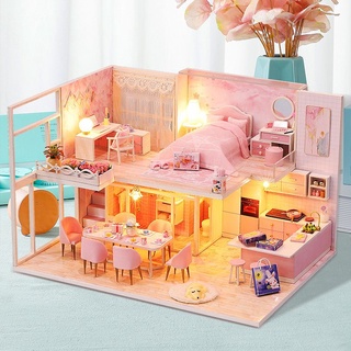 kèm Mica và keo dán - Mô hình nhà gỗ búp bẻ Dollhouse DIY - M036A Frist Meet