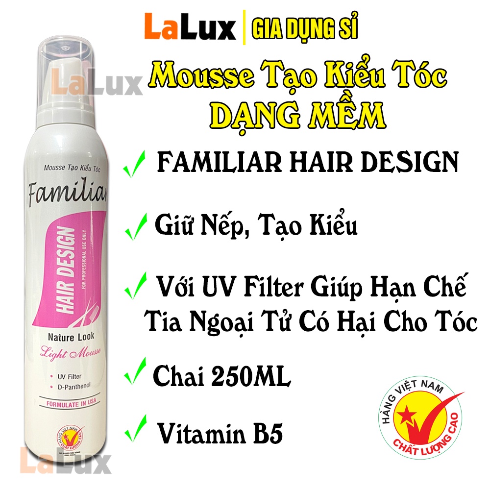 Mousse Tạo Kiểu Tóc Nữ FAMILIAR DẠNG MỀM / DẠNG CỨNG - Chai Keo Xịt Vuốt Tóc Giữ Nếp cho Nam Nữ - Gôm Xit Tóc Lalux