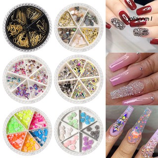 [Hàng mới về] Set 6 ngăn phụ kiện kim sa trang trí móng tay nghệ thuật