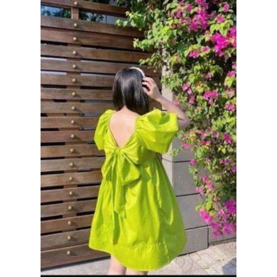 [Shop bigsize nữ 50kg-90kg] Đầm babydoll nơ lưng màu siêu cưng