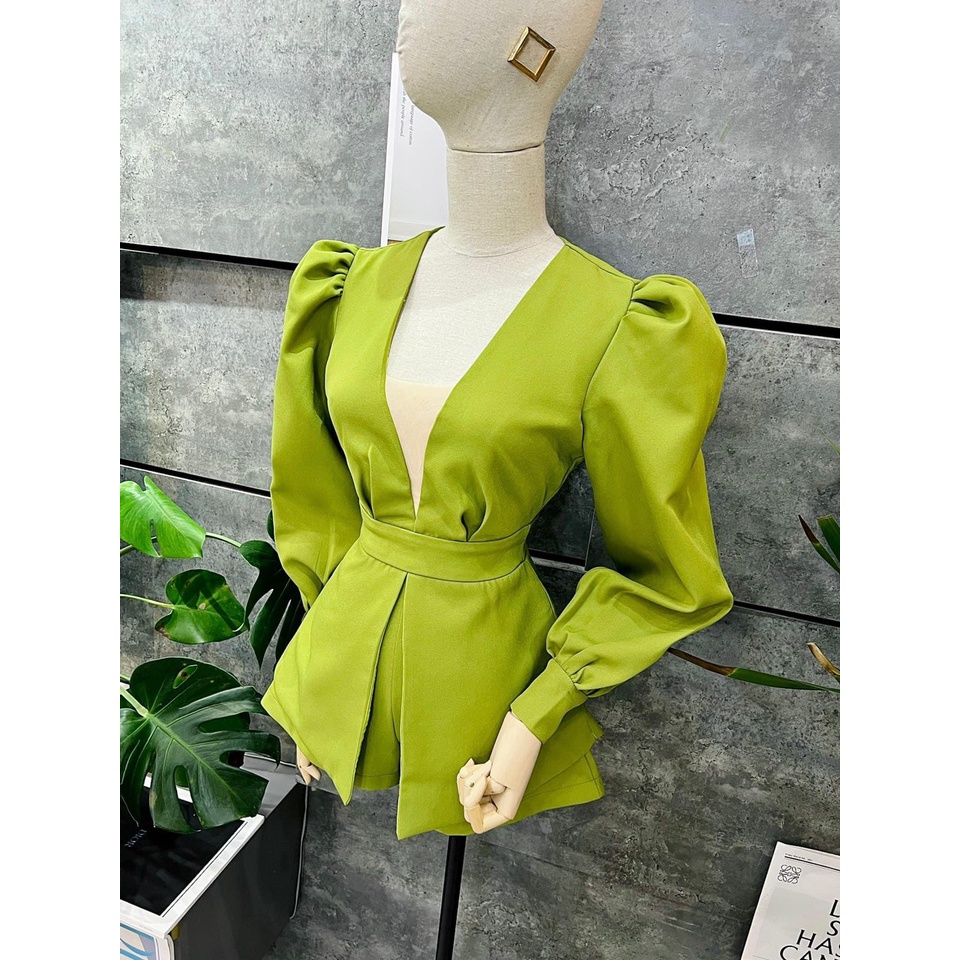 Jumsuits nữ tay phòng dán ngắn cổ V phối lưới  bigsize Kim Ngân từ 50 kg đến 100 kg M/L/XL/XXL