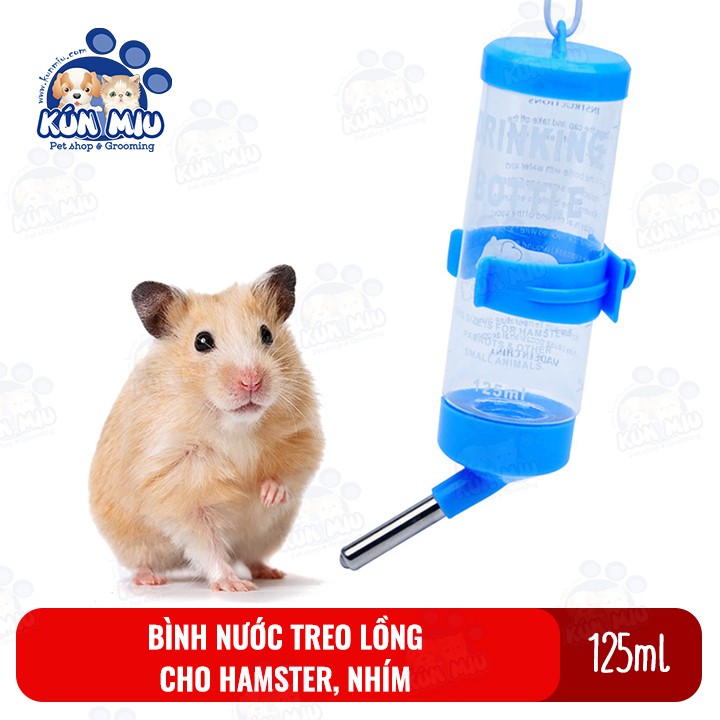 Bình nước treo lồng cho hamster, nhím, thỏ dung tích 125ml Kún Miu