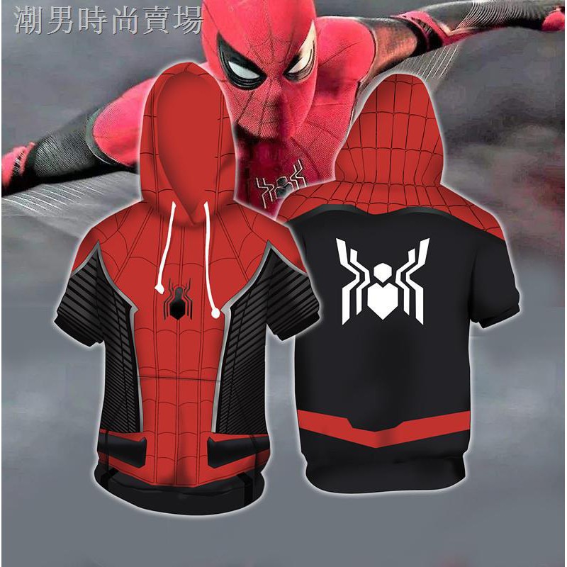 Áo Hoodie Ngắn Tay In Hình Người Nhện Cá Tính