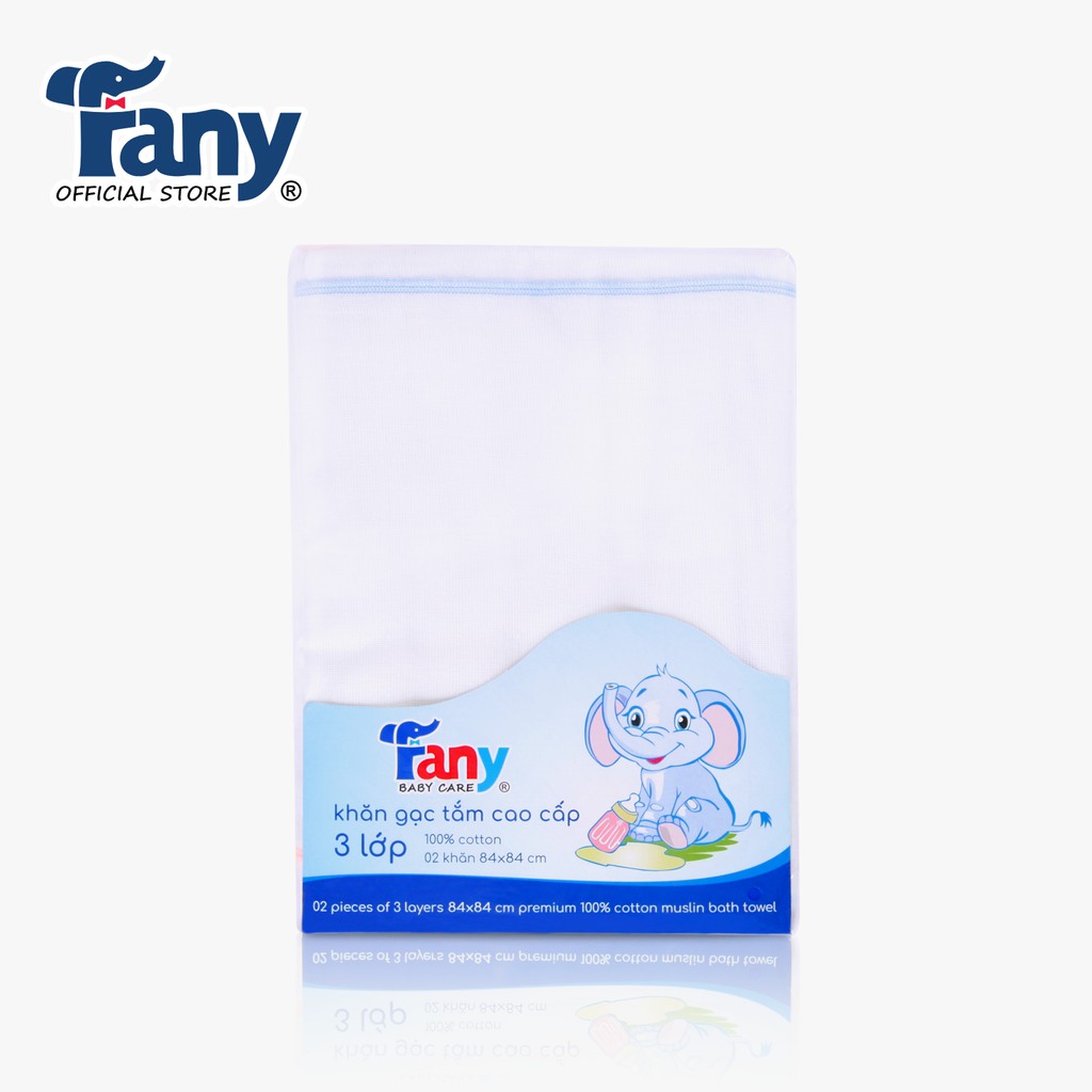 Khăn gạc tắm cao cấp 3 lớp Fany® 84x84 cm 100% cotton 2 khăn/ bịch mềm mại thấm hút tốt 6 màu sắc