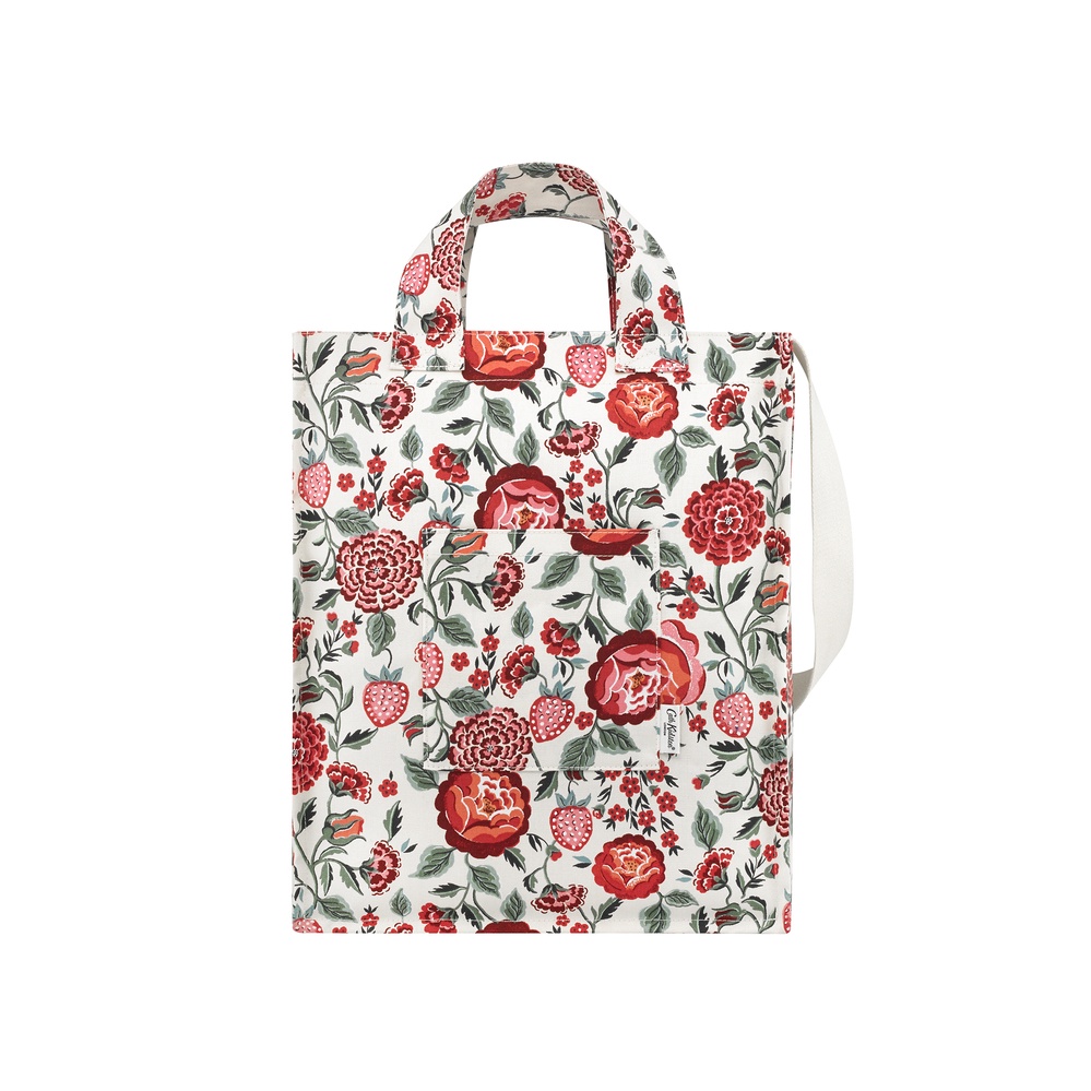Cath Kidston - Túi đeo vai/Organic Cotton Tall Tote - Strawberry Garden  - Cream/Pink -1041187