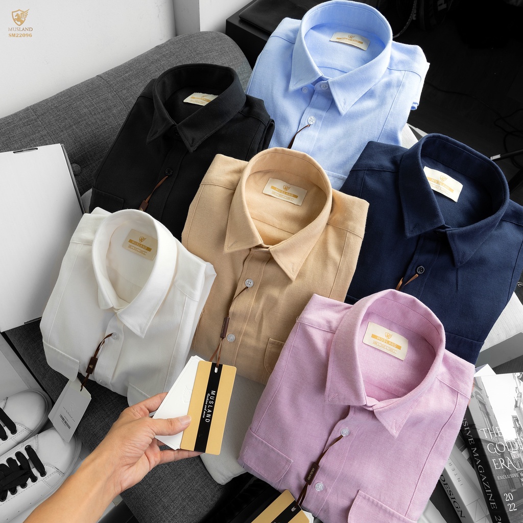 Sơ mi Oxford Musland 2 túi năng động dáng slimfit cực đẹp chất oxford xịn không quá dày mát mẻ cả ngày - SMML2B 💖