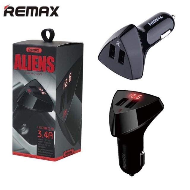 Tẩu sạc xe ô tô remax aliens có 2 cổng USB thiết kế nhỏ gọn