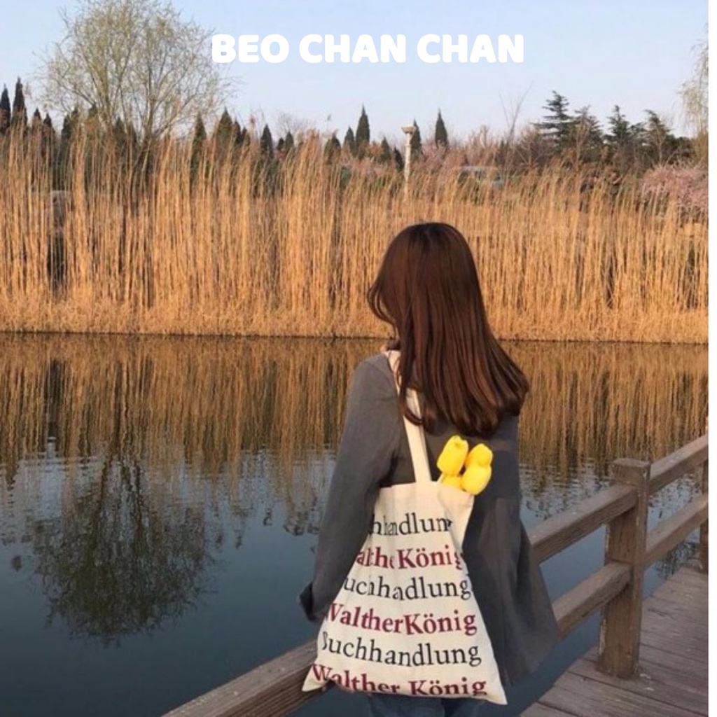 TÚI TOTE VẢI TÚI TOTE VẢI TRẮNG NGÀ VINTAGE IN CHỮ KOREA STYLE