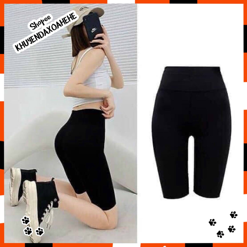 Q013 Quần legging dài lửng đùi ngố đẹp lỡ ngắn Quần tập yoga nữ đen Thái mặc nhà lưng thun ôm bó sát rainbow co giãn tốt | BigBuy360 - bigbuy360.vn