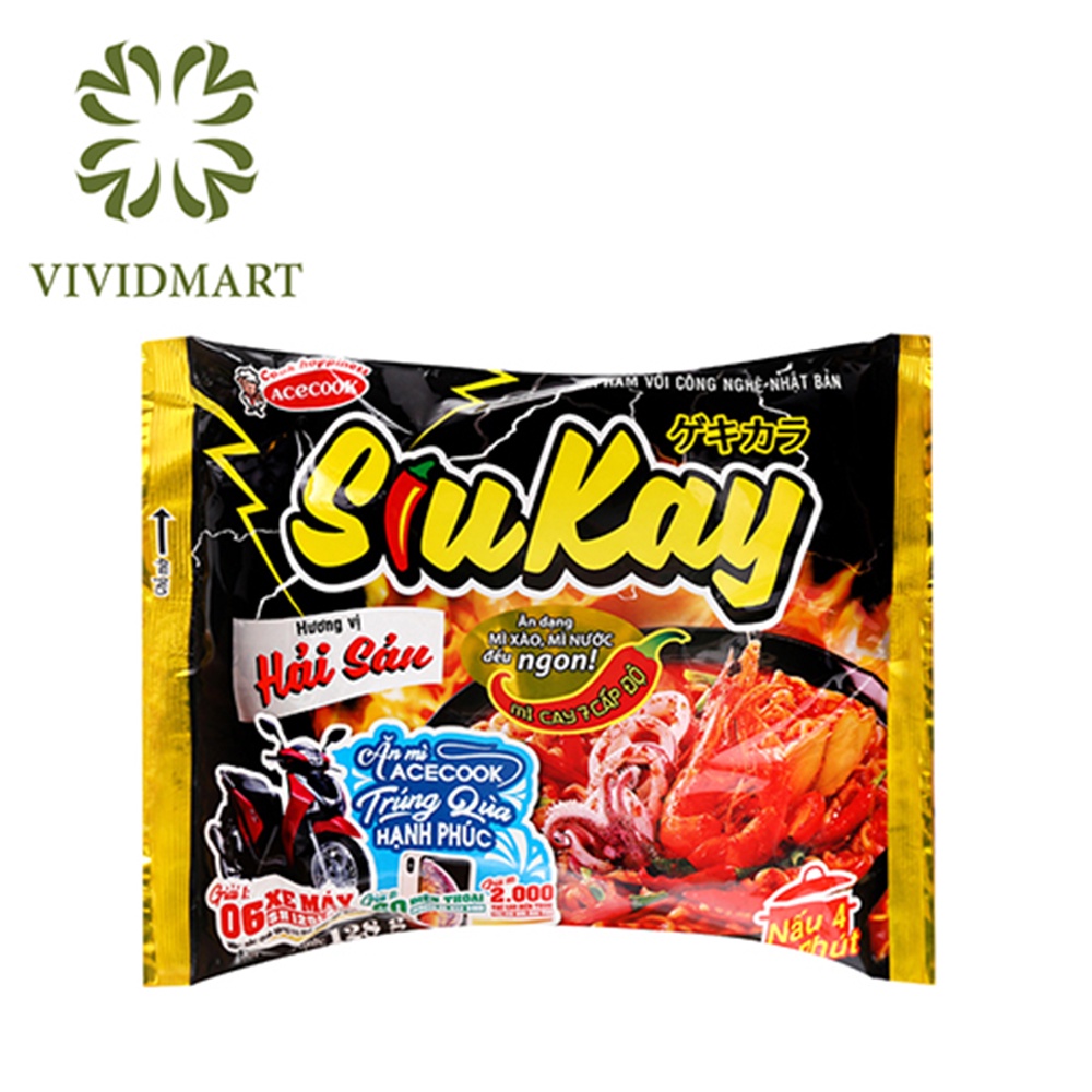 MÌ SIUKAY VỊ HẢI SẢN / SIUKAY GÀ CAY PHOMAI / SIUKAY BÒ - THÙNG 24 GÓI SIU KAY - ACECOOK ĂN SIÊU CAY