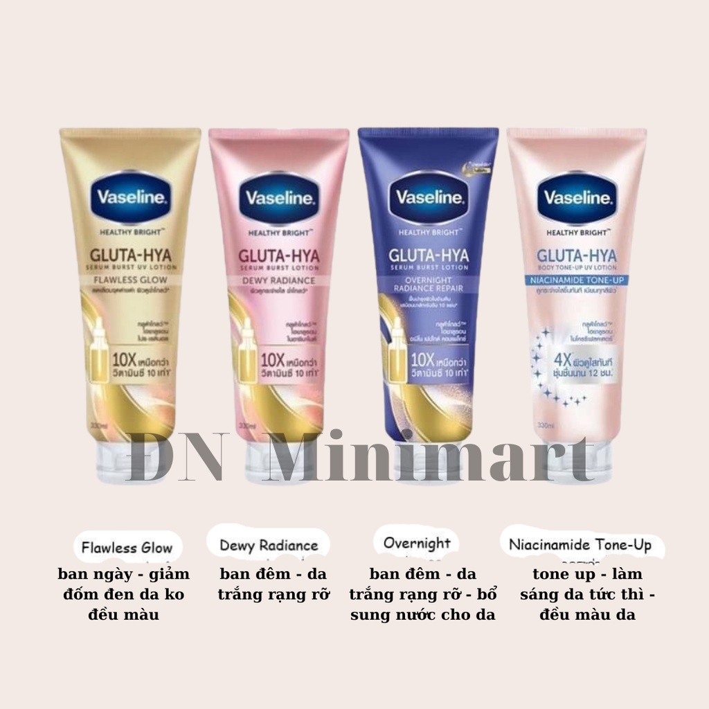 Sữa dưỡng thể làm sáng da toàn thân Vaseline Healthy Bright Gluta Hya Niacinamide Tone Up