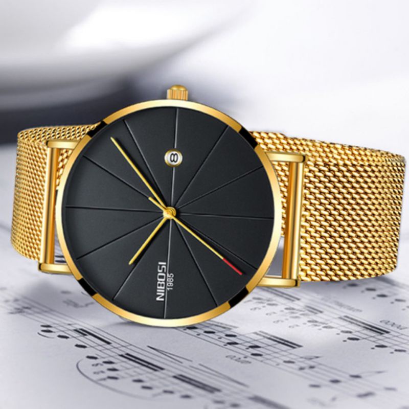 đồng hồ nibosi 1985 cơ thép không gỉ đồng hồ nam đẹp tặng vòng tỳ hưu cây thay dây đồng hồ