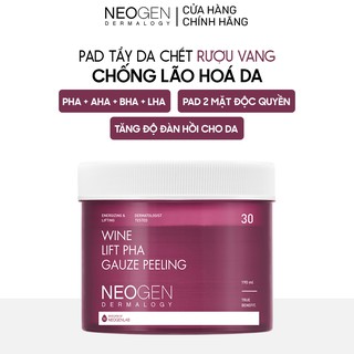 Pad Tẩy Da Chết Rượu Vang PHA Neogen Dermalogy Wine Lift PHA Gauze Peeling 30 Miếng