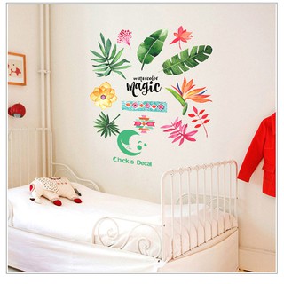 Decal dán tường Hoa lá tươi mát