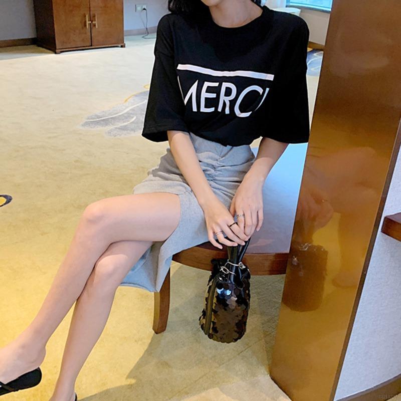 Chân váy midi lưng cao màu trơn phong cách Hàn Quốc