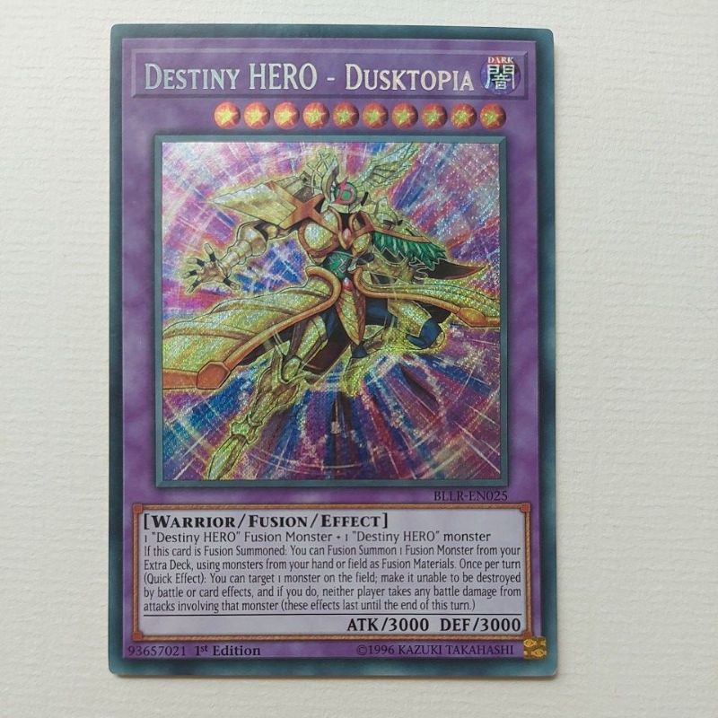 thẻ bài yugioh tcg Destiny Hero - Dusktopia (bllr-en025 secret rare)