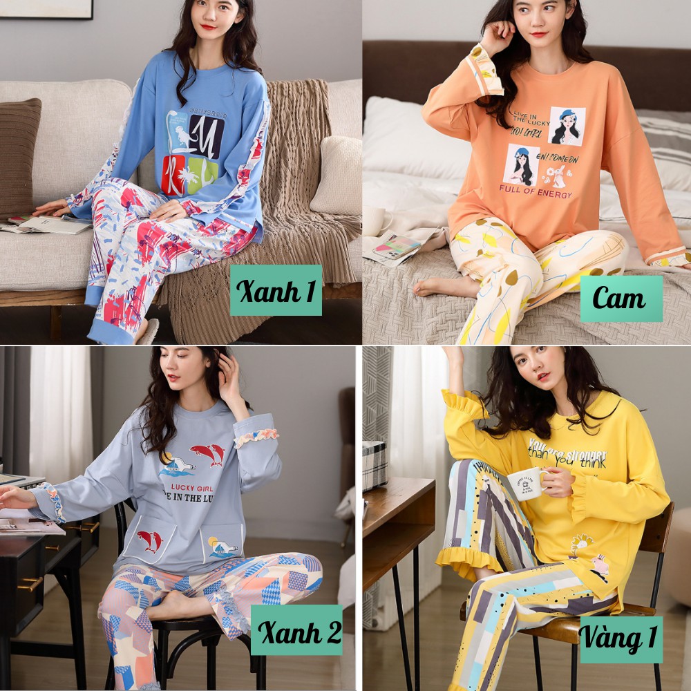 [Hàng loại 1] Bộ mặc nhà nữ cotton cao cấp dài tay (ảnh + Video thật) | BigBuy360 - bigbuy360.vn