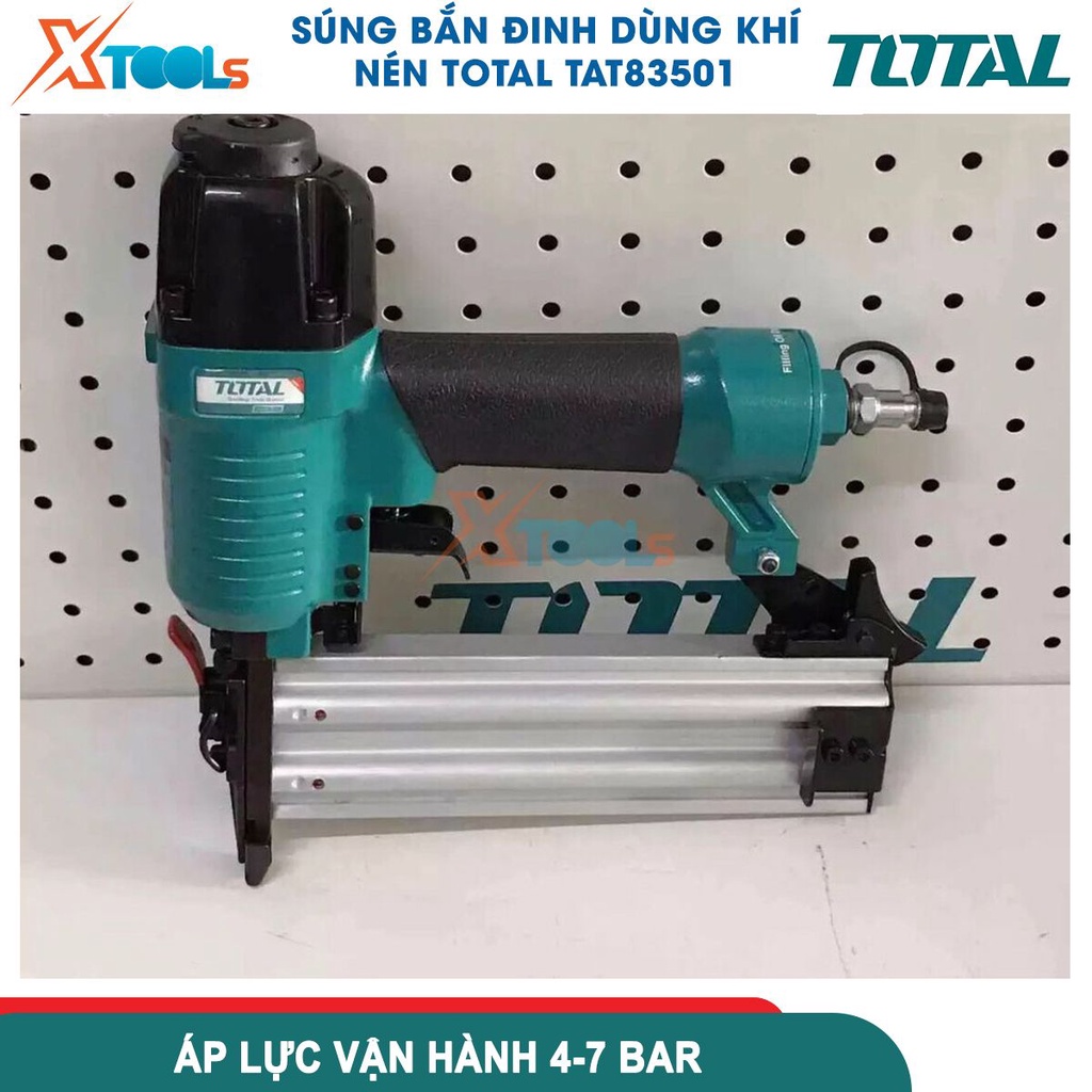 Máy bắn đinh khí nén TOTAL TAT83501, Súng bắn đinh Áp lực vận hành 0.4-7MPa, Kích thước đinh 15-50mm[CHÍNH HÃNG][XTOOLS]